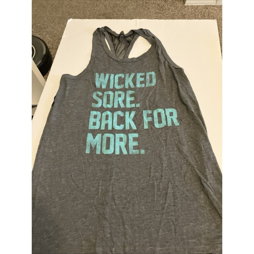 Chin Up Racerback Tank Women Small Gray Like New Wicked Sore Graphic Mesh C852